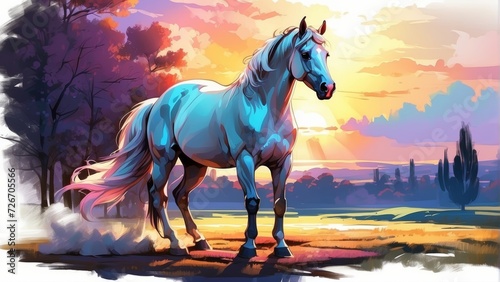 Colorful pony  illustration for children