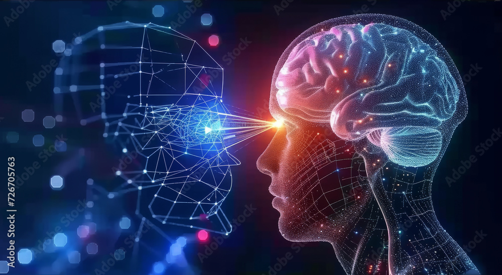 Artificial Intelligence Brain Concept.
Conceptual image of a human face with a digital brain, representing artificial intelligence and cognition. Artificial Intelligence Brain Concept.
Conceptual image of a human face with a digital brain, representing artificial intelligence and cognition.