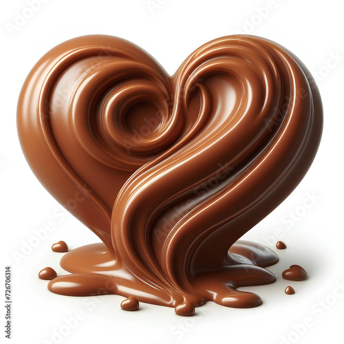 chocolate curl heart shape isolated on white background