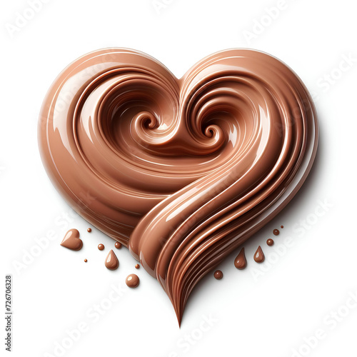 chocolate curl heart shape isolated on white background