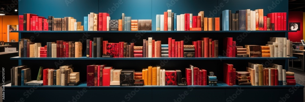 Colorful Collection of Books on a Bookshelf. Colorful Collection of Books on a Bookshelf.