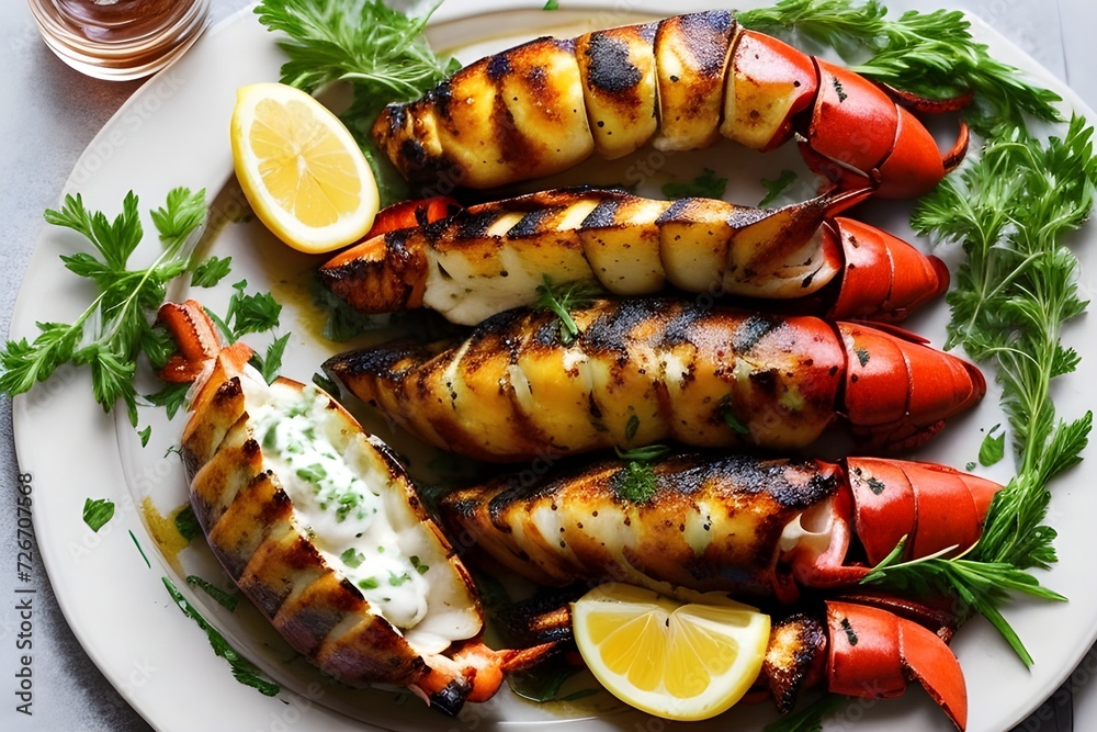 Grilled lobster tails with lemon herb bu Grilled lobster tails with lemon herb bu