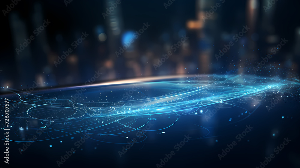 Futuristic technology background of digital glowing waves and network system Futuristic technology background of digital glowing waves and network system