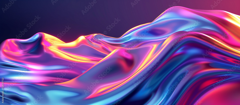 3d liquid neon holographic background. 