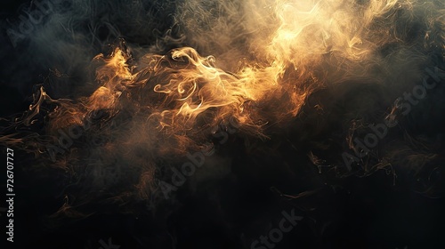 a blazing fire against a dark black background, evoking a primal sense of comfort and intrigue amidst the shadows.