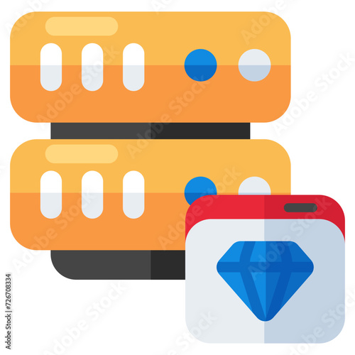 A colored design icon of premium server 
