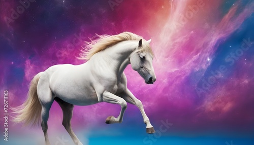 white horse in the space