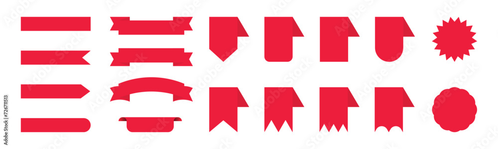Red ribbon banners set. Big ribbons set. Ribbons collection isolated on white background. Royal ribbons set for promotion design. Vector graphic. stock illustration Red ribbon banners set. Big ribbons set. Ribbons collection isolated on white background. Royal ribbons set for promotion design. Vector graphic. stock illustration