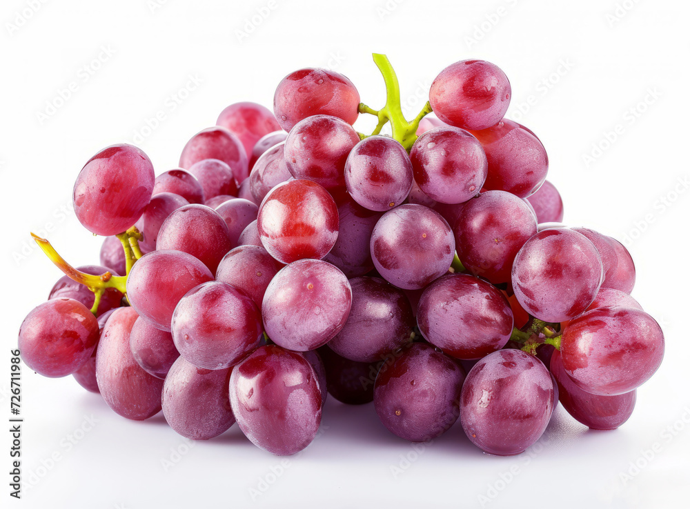 Close-up of vibrant, juicy red grapes isolated on a white background. Close-up of vibrant, juicy red grapes isolated on a white background.