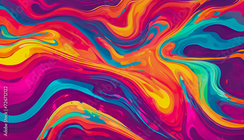 ai generated multicolored liquid paint swirl, wavy color pattern, acrylic ink water background.