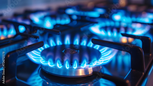 Gas stove burner with blue flames