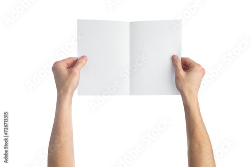 Hands holding blank brochure © kossovskiy
