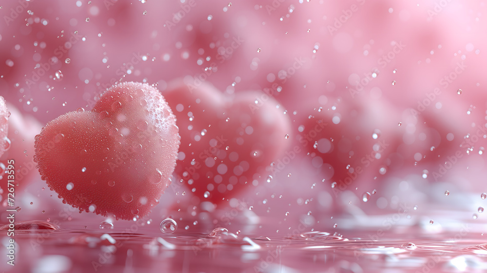 valentine's day 3d heart background // heart with drops valentine's day 3d heart background // heart with drops