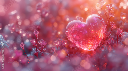 valentine's day 3d heart background // heart with drops