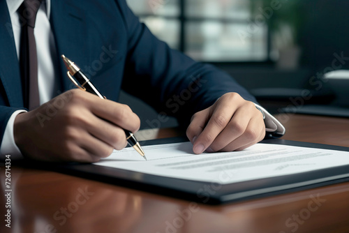 cropped image of Professional Businessman Signing a Contract in a Modern Office Environment