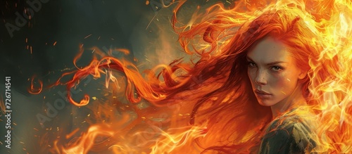 A malicious, fiery redhead wields flames.
