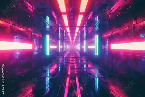 Wallpaper Mural Futuristic Holographic Background In Synthwave, Vaporwave, And Retrowave Styles With Perfect Symmetry And Copy Space Torontodigital.ca