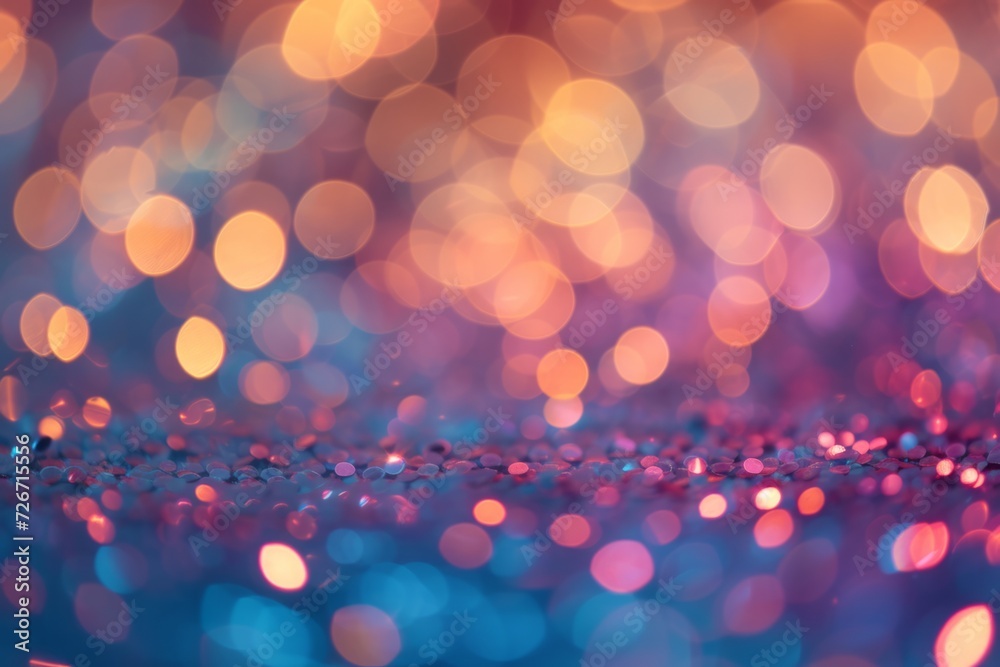 Obraz premium Capturing The Essence Of Dreamlike Lights: Abstract Blurred Bokeh Shimmers In A Glittery Background