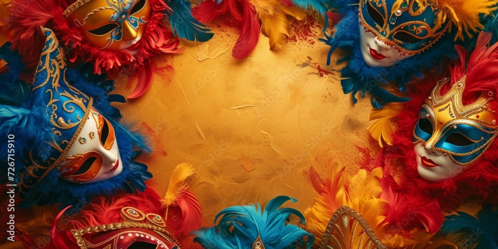 Stunning Venetian Carnival Background With Text Space And Iconic Props; Perfectly Symmetrical Photo With Centered Composition And Room For Copy Stunning Venetian Carnival Background With Text Space And Iconic Props; Perfectly Symmetrical Photo With Centered Composition And Room For Copy