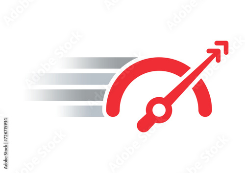red half circle concept. fast dial. speedometer for business, sports world