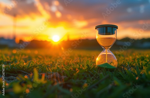 Hourglass in the dawn time photo