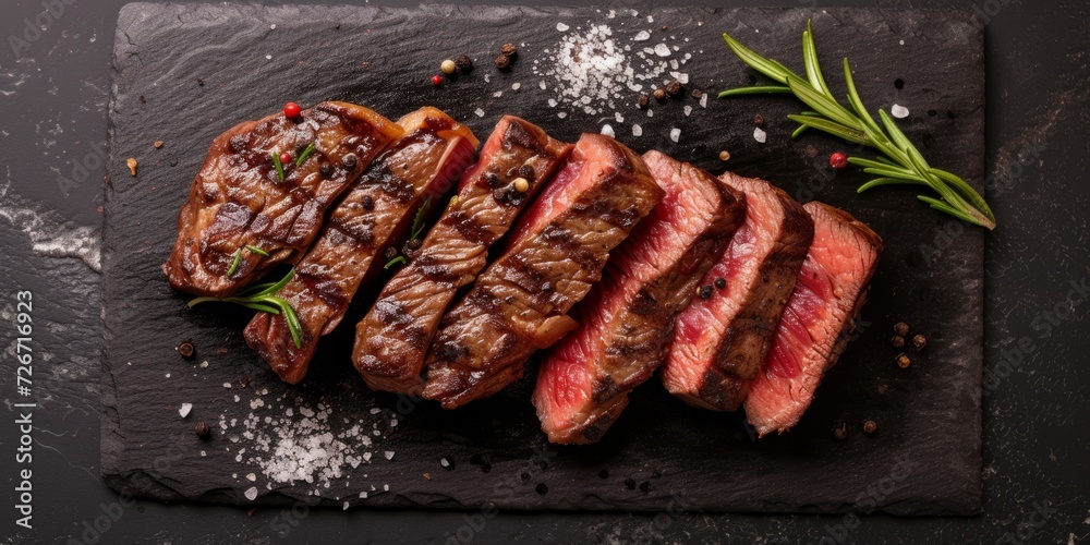 Savoring The Tempting Perfection: High Definition Capture Of Juicy Ribeye Steak Slices