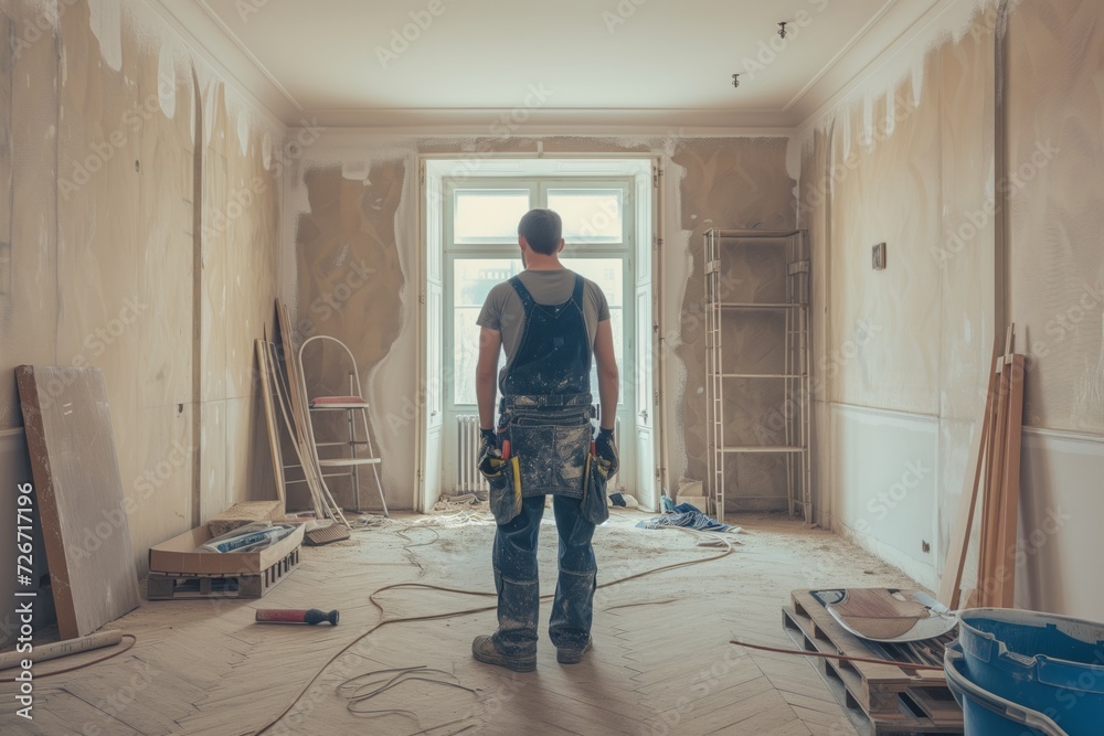 Repairman Tackling Chaos In Antiquated Apartment Disarray Transformed Into Stylish Renovation Repairman Tackling Chaos In Antiquated Apartment Disarray Transformed Into Stylish Renovation