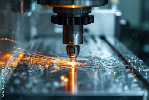 Precision Metalworking With Modern Laser Cnc Mill In Hightech Setting