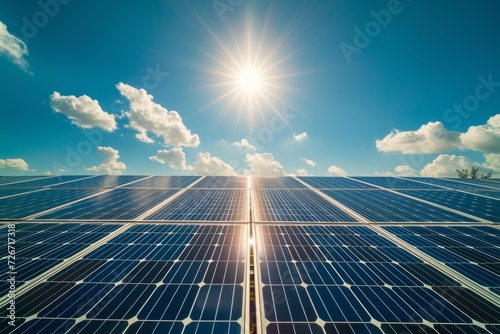 Capturing The Splendor Of Solar Panels  Harnessing Renewable Energy On A Beautifully Balanced Day