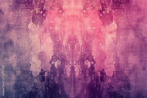 Elegant And Retro: Symmetrical Pink And Purple Grunge Background With Textured Perfect Centered Photo And Copy Space.