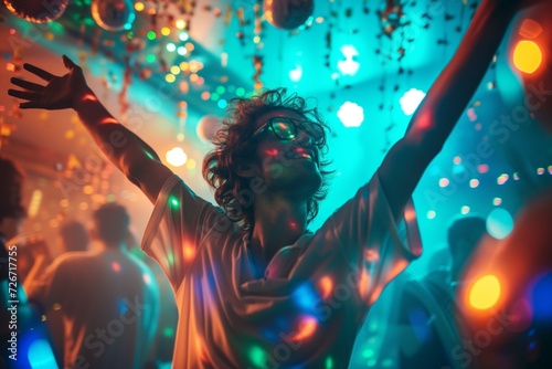 Vibrant Youngster Grooving At Lively And Spirited Disco Celebration