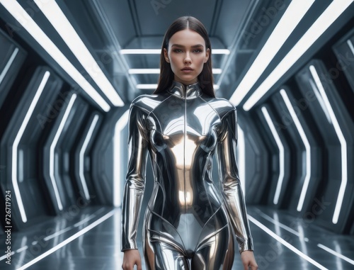 The Future of Chic: Model Radiates in Cutting-Edge Metallics