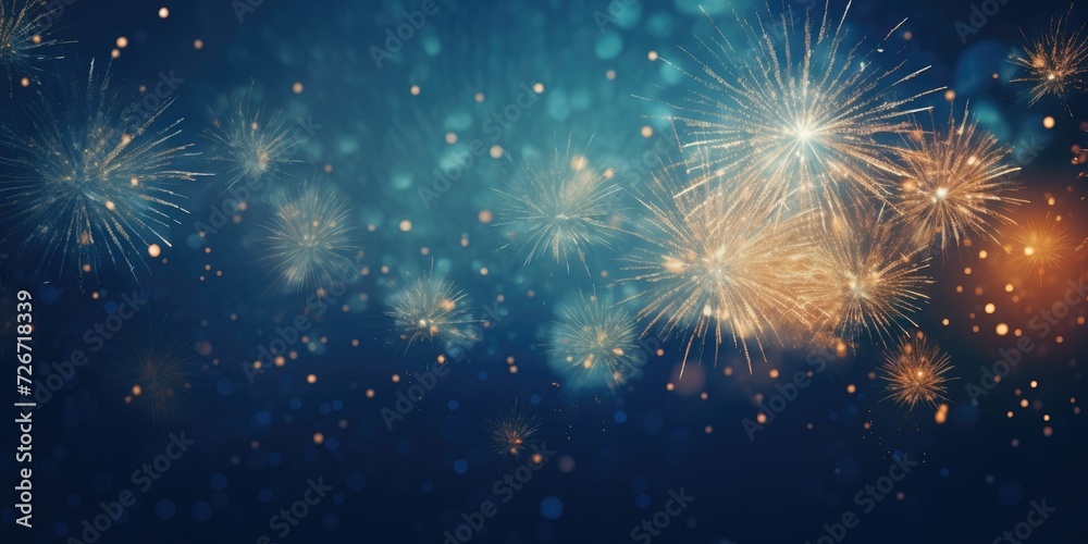 firework with bright colors on a black background