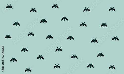 Seamless Pattern of BAT  Face Design on light blue Background vector illustration, perfect for kids sleeping suits, fabrics, textiles, wallpaper, wrapping paper and accessories. Pastel concept. EPS © garaFix_anim