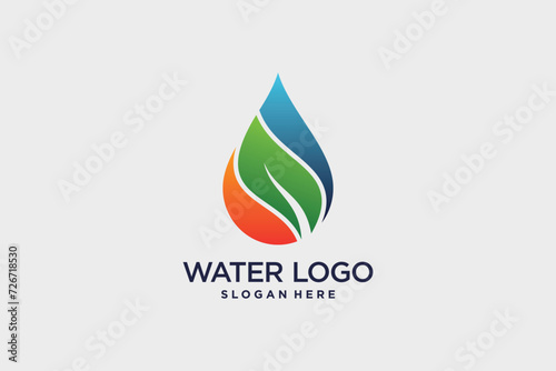 Water drop logo design vector with gradient color and creative idea