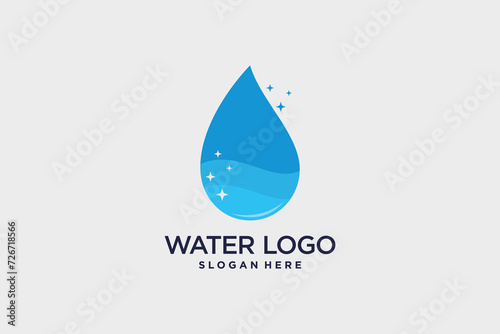 Water drop logo design vector with creative idea