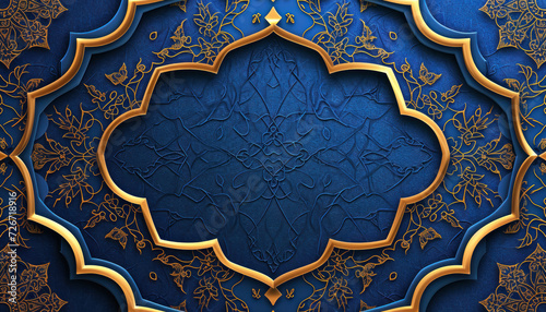  majestic ornate blue and gold arabesque floral pattern design