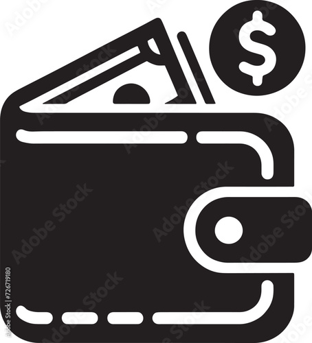 Modern Wallet Icon with Cash and Coin