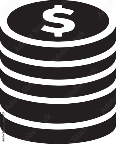 Stack of Coins Icon with Dollar Sign