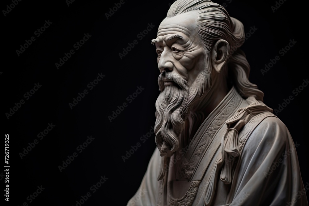 Li Bai statue from profile.