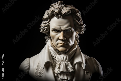 Ludwig van Beethoven marble portrait statue. photo