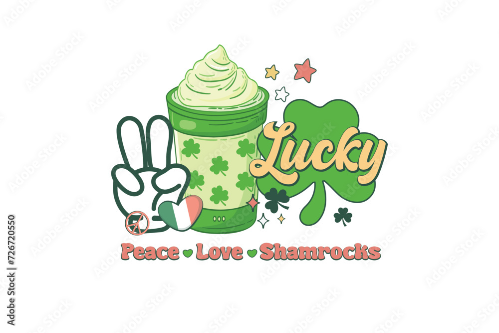 Peace love Shamrocks Retro St Patrick's Day Sublimation T Shirt Design Peace love Shamrocks Retro St Patrick's Day Sublimation T Shirt Design