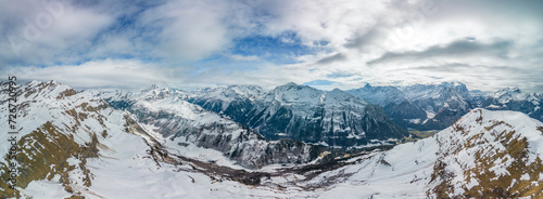 Panorama of winter skiing in Hasliberg Meiringen, Bernese Oberland, Switzerland © Martin Valigursky