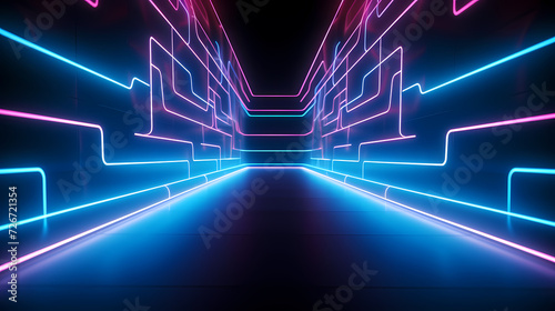 Empty room with neon space for design