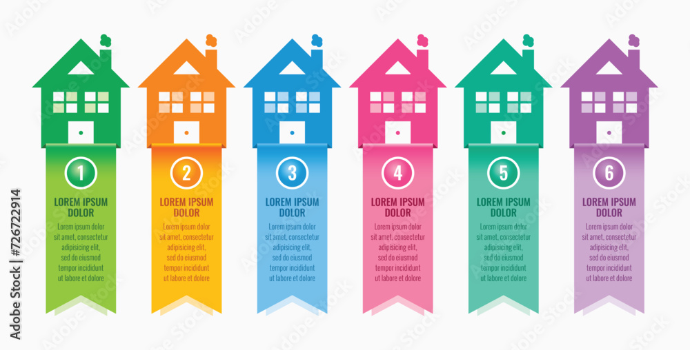 real estate vector infographic. infographic template. colorful houses infographic