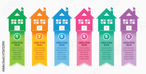 real estate vector infographic. infographic template. colorful houses infographic