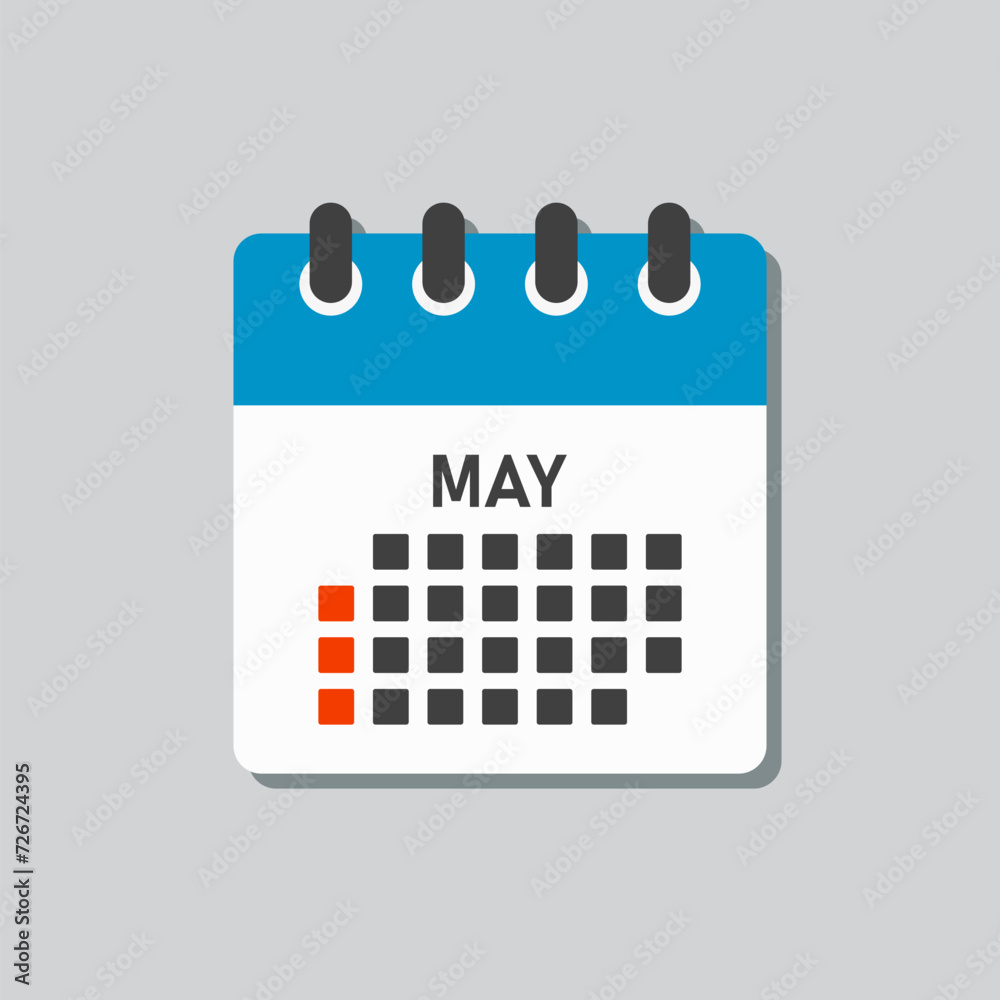 Vector template icon page calendar, month May Vector template icon page calendar, month May