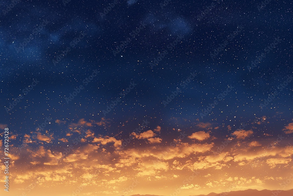 Starry Night Sky with Sunset Clouds