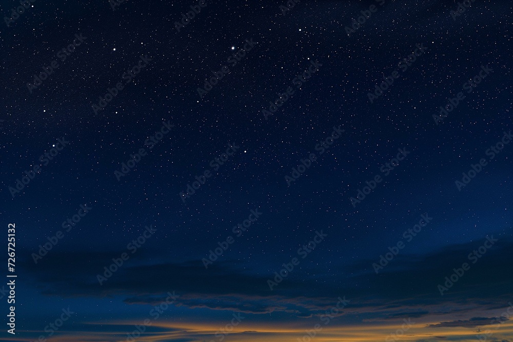 Starry Night Sky Over Tranquil Horizon