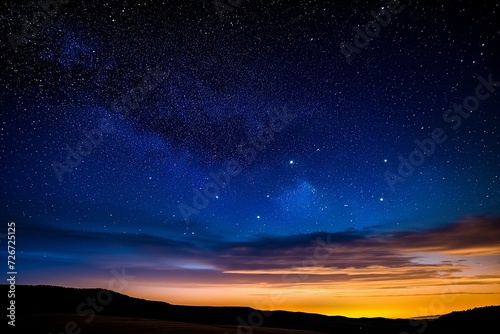 Starry Night Sky Gradient Over Silhouetted Landscape